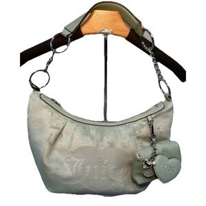 Juicy Couture Shoulder Purse Queen Couture Hobo Light Sage With Pouch Velour NWT
